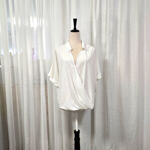 2/$30‎ NWT Loft White Hi Lo Womens Shirt Plus Size XXL Crossover Layers Summer